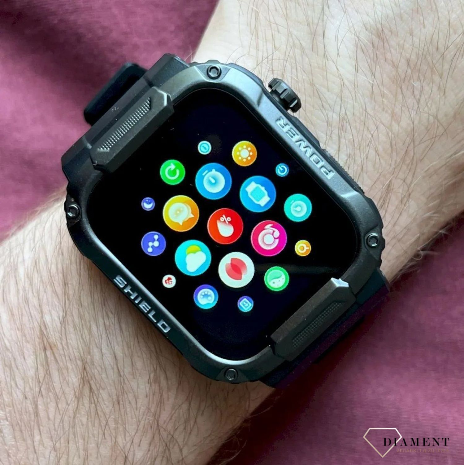 Zegarek męski Smartwatch Rubicon na czarnym pasku wojskowy RNCF07 z rozmowami. Zegarek sportowy smartwatch. Zegarek z powiadomieniami. Zegarek Rubicon smartwatch męski. Zegarek smartwatch wojskowy idealny na prezent (1).jpg